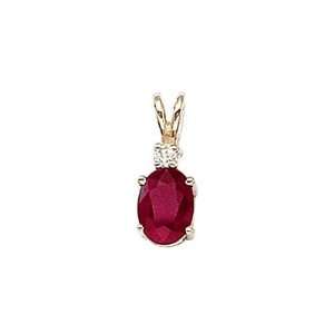  Diamond and Ruby 14kt Yellow Gold Pendant 1.05ct TW 