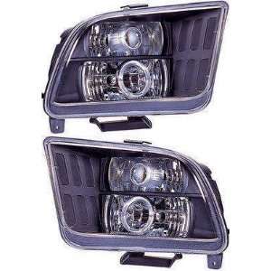 Ford Mustang 2005 2006 2007 2008 Head Lamps, Projector W/ Rings Black 