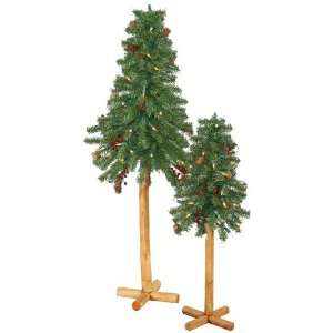 24/36 Pre Lit Alpine Christmas Tree 2 Piece Set with Berries   Clear 