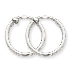  14k White Gold Non Pierced Hoop Earrings Jewelry
