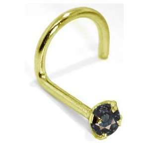   0mm Black Diamond   Solid 14KT Yellow Gold Nose Twist / Screw Jewelry