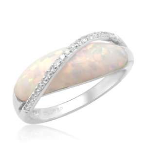  10k Yellow Gold Created Opal with Diamonds Ring, Size 10 Jewelry