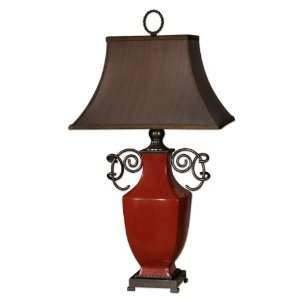  Rietta Red Porcelain / Bronze Metal Table Lamp