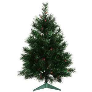  3 Pre Lit Midnight Green Artificial Christmas Tree   Red 