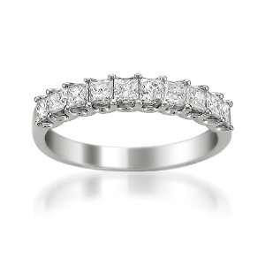 14k White Gold Princess cut Diamond Bridal Wedding Band Ring (1 cttw 