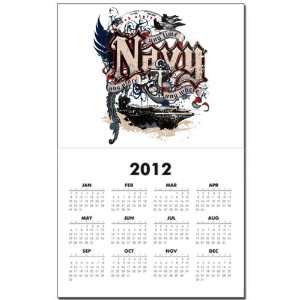 Calendar Print w Current Year Navy US Grunge Any Time Any Place Any 