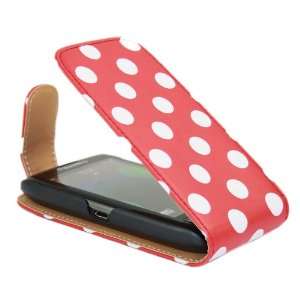  iTALKonline RED WHITE POLKA DOTS FlipMatic Easy Clip On 