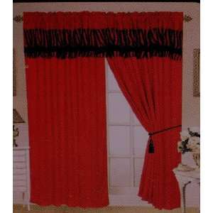   Velvet Alike Zebra Pattern Red / Black Curtain Set