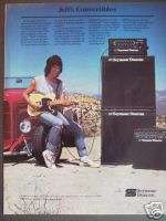 1985 Jeff Beck photo Seymour Duncan guitar amp print ad  