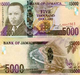 JAMAICA 5000 DOLLARS P NEW 2009 UNC  