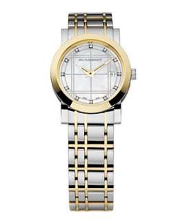 Burberry Womens Swiss Diamond Accent Two Tone Stainless Steel 