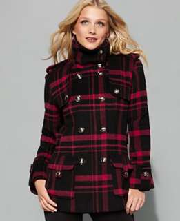 Green with Envy Coat, Double Breasted Plaid Pea Coat   Coats Sale 