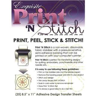   Print N Stitch Embroidery Stabilizer 25 Sheets 8.5x11  