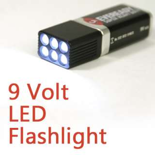 10 x Mini 9 Volt LED Flashlight w 9V EveReady Battery  