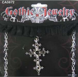 LADIES PUNK GOTHIC CHOKER NECKLACE WITH CROSS COSTUME  