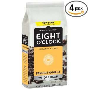 Eight OClock Coffee, French Vanilla Whole Bean, 11 Ounce Bags (Pack 