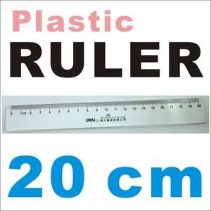 RULER Transparent Plastic Straight 20 cm 200 mm school student office 