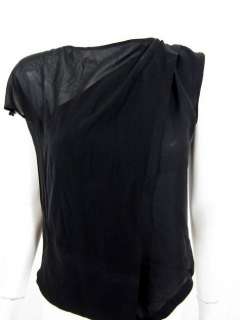 Draping sheer blouse One side has a cap sleeve Other side is 