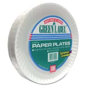  Paper Plates, Green Label, 9 Plate, 1200/CT, White 