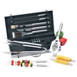   Grill Utensils 19pc Stainless Steel Barbeque Tool Set Aluminum Case