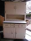 Vintage White Painted Hoosier Sellers type Cabinet Cupboard Enamel Top 