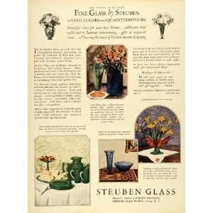   Daffodils Tulips Glassware Antique   Original Print Ad