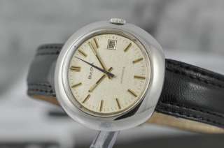 LARGE SOLID STAINLESS SPACE AGE BULOVA N0 1970 DATE 23j AUTOMATIC NEAR 