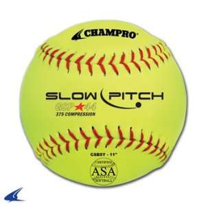   Slow Pitch 11 Optic Yellow Softball (One Dozen)