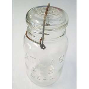  Antique Atlas E Z Seal Quart Canning Jar with Wire Bail 