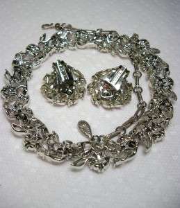   Enamel & Aurora Borealis Rhinestone Necklace & Earrings~SET  