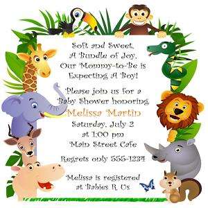 Custom Baby Shower Invitation   Jungle Lion Monkey etc.  