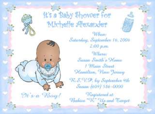 10 Darling Crawling Baby Boy Personalized Baby Shower Invitations w 