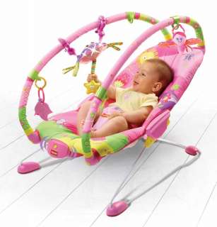 The bouncers adjustable arches let you place the hanging toys away 
