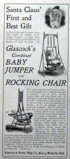   advertising for Glascocks Muncie Ind baby jumper rocking chair