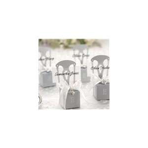  Miniature Silver Chair Heart Ribbon Favor Boxes 12Pcs 