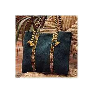  NOVICA Wool handbag, Zapotec Green