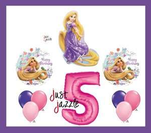 Rapunzel Tangled #5 5th Fifth Happy Birthday Balloon Party Set Disney 