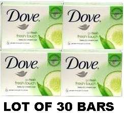 Dove Bar Soap GREEN Fresh Touch Beauty Cream Bar 3.50oz Lot of 30 bars 