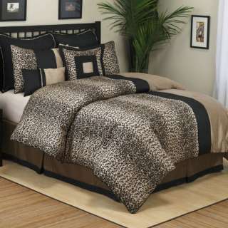 Bed in a Bag Bedding Comforter 8 Piece set Brown Cheetah Beige Black 