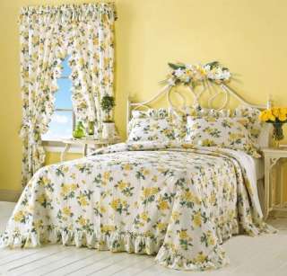 Twin Yellow Rose Bedspread Bedding Cotton Bedroom Decor NEW I4796 
