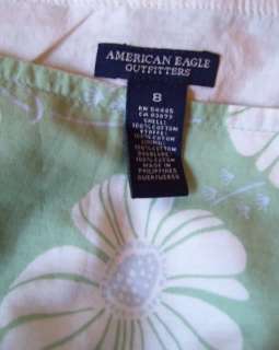 AMERICAN EAGLE Light Green Cream Floral Mini Skirt 8  