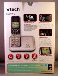 Vtech CS6419 2 Silver/Black 2 Handsets Cordless Phone Telephone System 