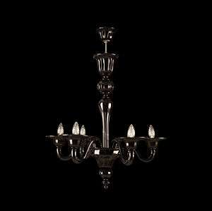 Murano glass chandelier 8 lights Plutone black, factory prices from 