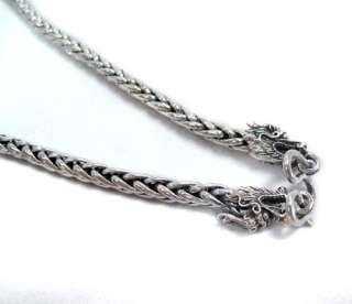 Braid Dragon 6mm 925 Sterling Silver Bali Chain Mens Necklace Black 