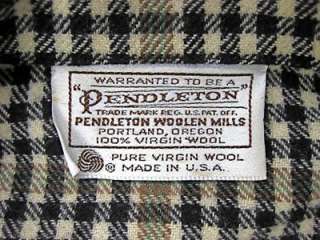 Vtg Pendleton 60s Black Cream Plaid 49er Jacket Coat  