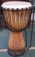 African DJEMBE Drums Bongo Hand made Carved Wood Lg 24  