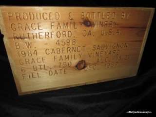 VTG Rare 1984 Grace Family Vineyards Cabernet Cauvignon Wine Crate Box 