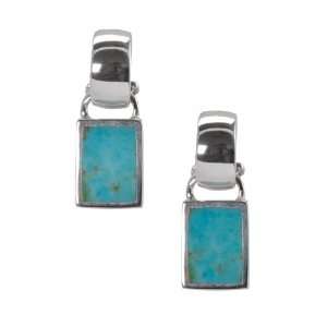    Barse Sterling Silver Inlaid Turquoise Hoop Earrings Jewelry
