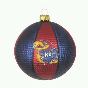   Jayhawks Glass Basketball Christmas Ornaments 3.5