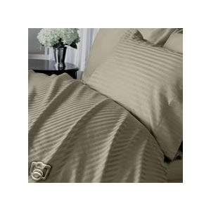   Sateen Stripe 4  Pc Duvet Cover and Comforter Set   Beige Calking